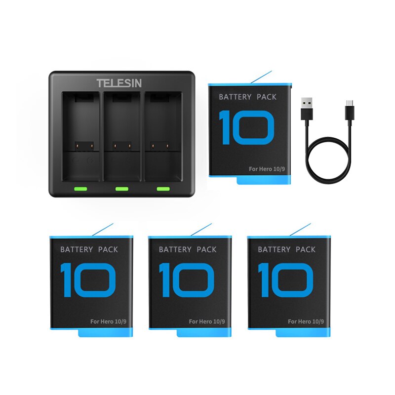 Original TELESIN tauchen fallen Für GoPro 10 9/Akku/Clever Batterien Ladegerät Für GoPro Held 10 9 schwarz Zubehör: 1 Ladegerät 4 Batterie