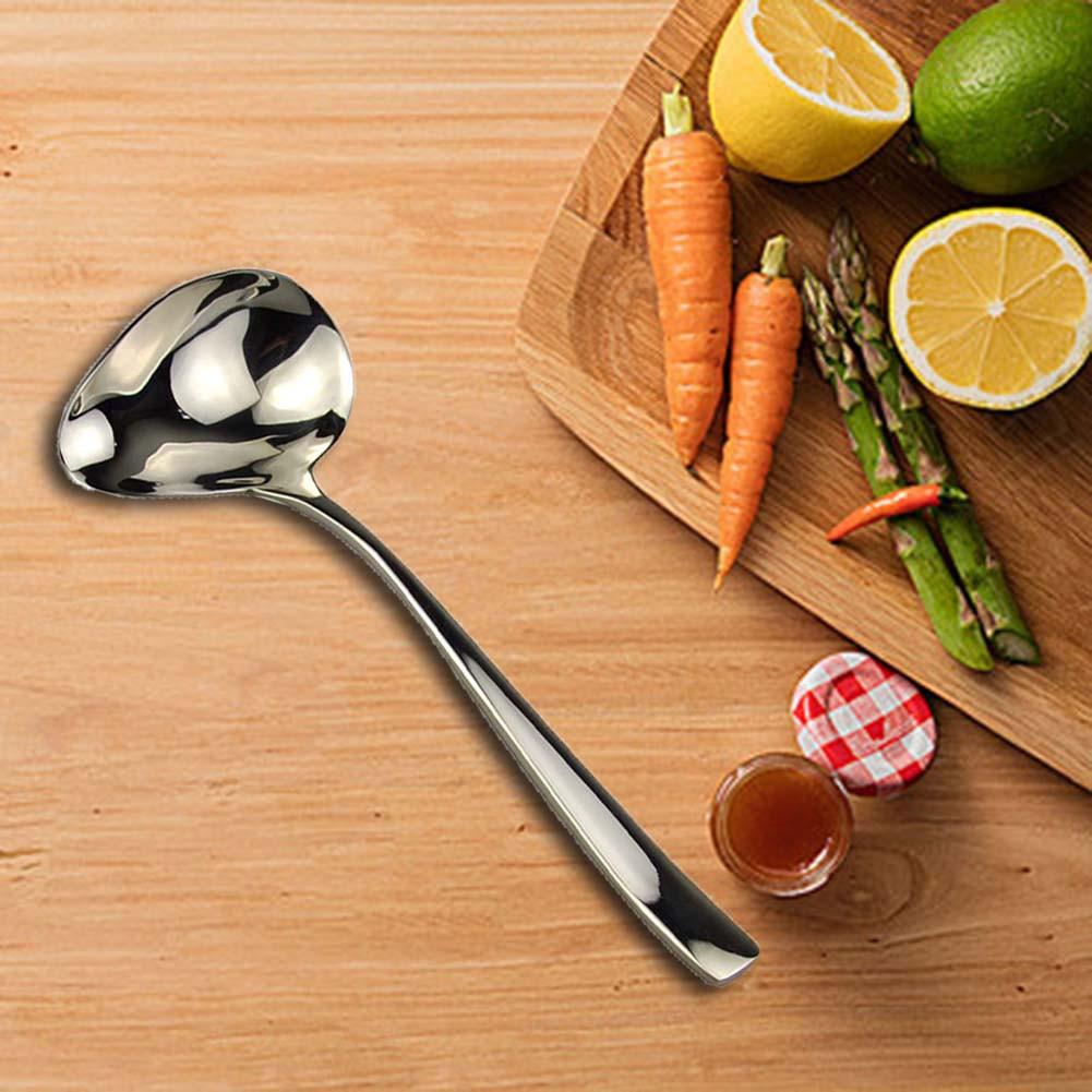 Stainless Steel Soup Sauce Spoon Small Soup Ladle Serving Spoon Soup Porridge Sauce Spoon Delicate Cutlery