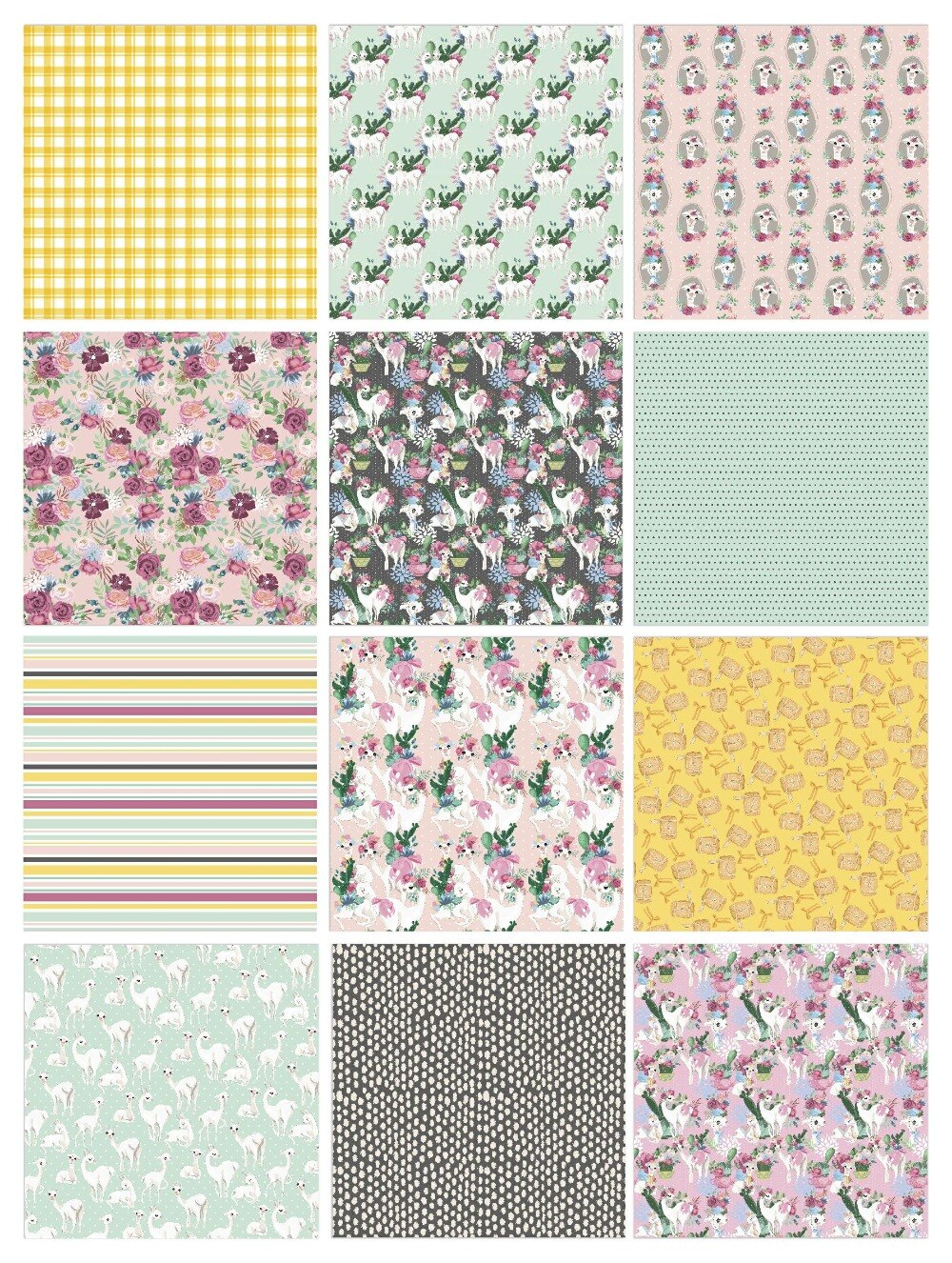 DIY Alpaca Advebtures style Scrapbooking paper pack of 24 sheets handmade craft paper craft Background pad 1424