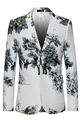 Spring Floral Print High End Large Size Slim Fit Brand Flower Suit Blazer Jacket Coat Plus Size: L for 54-60 kg