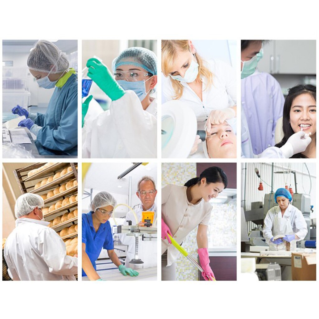 100x engångsmössa mössa hårnät mössor huvudöverdrag frisörsalong kök restaurang engångs non-woven huvudöverdrag hatt elastisk