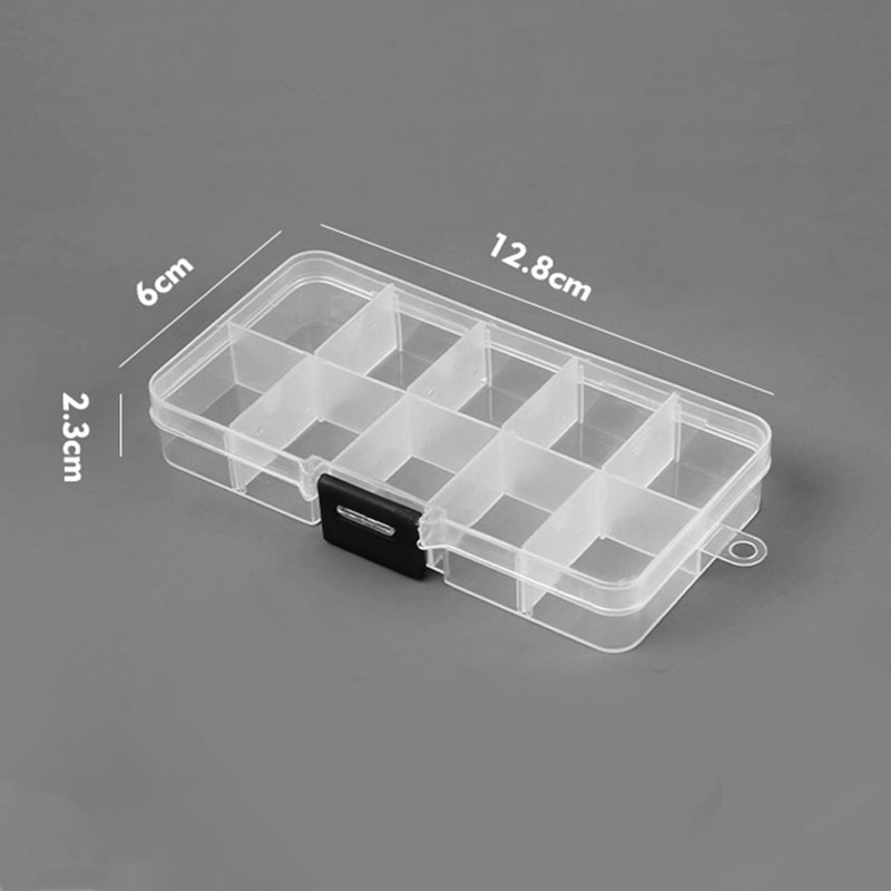 Caja de joyería de plástico con 10 ranuras (reglable), estuche de almacenamiento, organizador de joyas artesanales, cuentas, fabricación de joyas Diy, joyero organizador Z28
