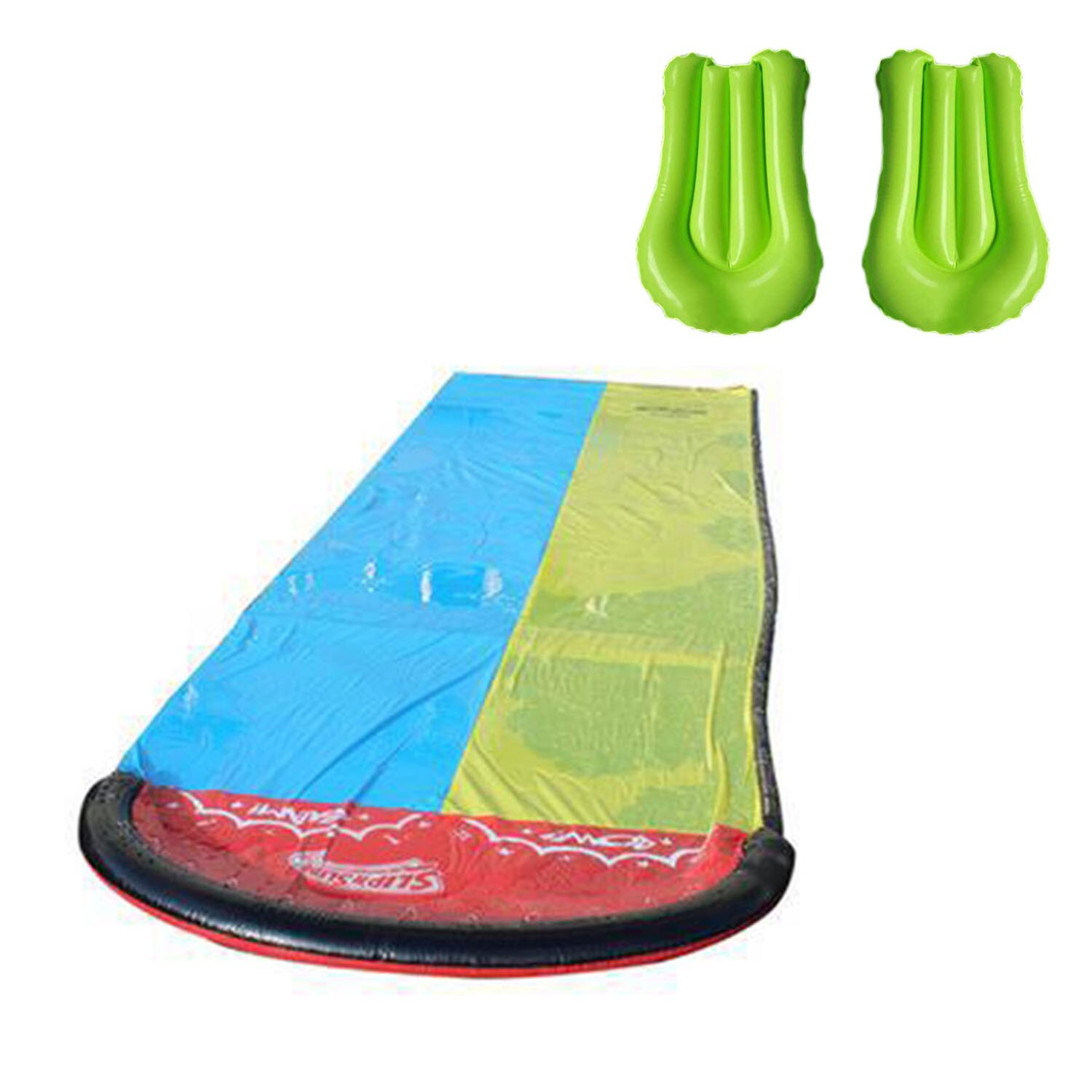 Opblaasbare Gazon Waterglijbaan Dubbele Rijstrook Water Splash Glijbaan Achtertuin Speelgoed Glijbaan Outdoor Tuin Zwembad Slide Games