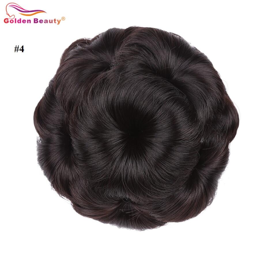 Curly Synthetic Hair Chignon Clip In Hairpiece Extensions with Plastic Combs Elastic Hair Bun Bride Wedding Updo Golden Beauty: #4