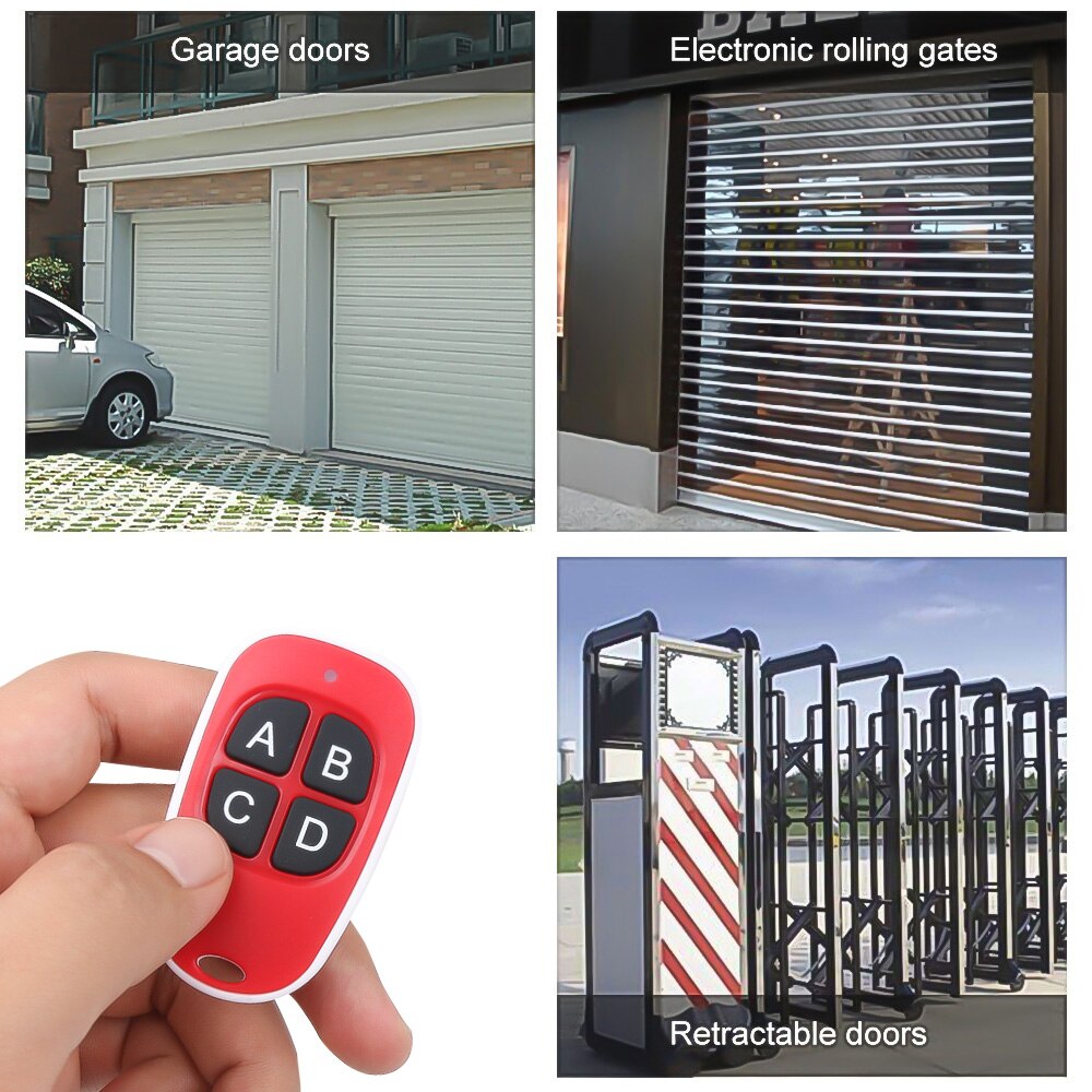 kebidu 4 Button Gate Garage Door Opener Remote Control 433MHZ Rolling Code High sensitivity Wide Range Effectiveness