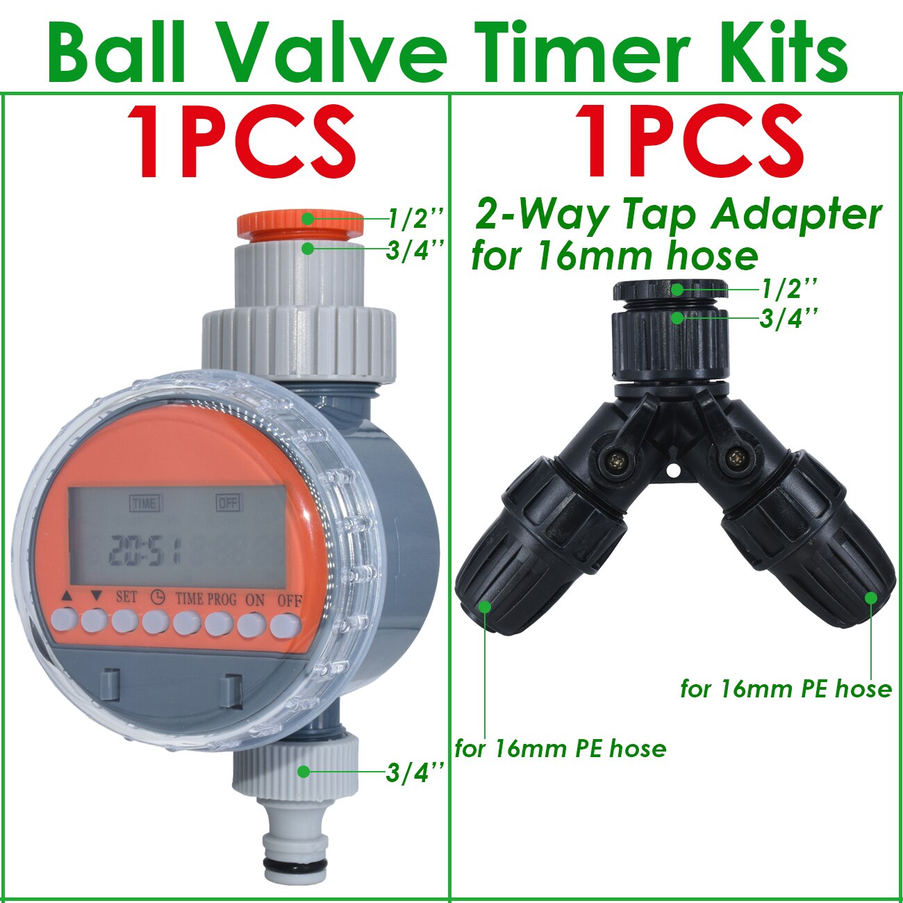 KESLA Ball Valve Irrigation Timer Automatic LCD Watering Electronic Water Tank Controller Irrigator for Home Garden Greenhouse: Silver