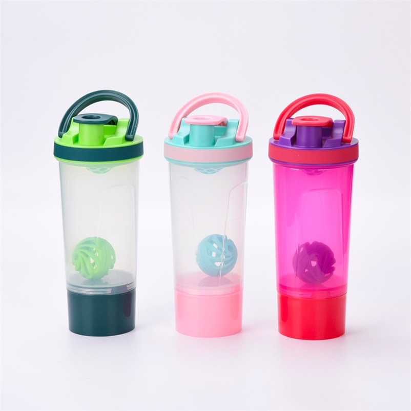 Hoge Capaciteit 2-Layer Sport Water + Flessen Met Shaker Bal Koffie Wei-eiwit Shaker Fles Eiwit Shaker voor Fitness Reizen
