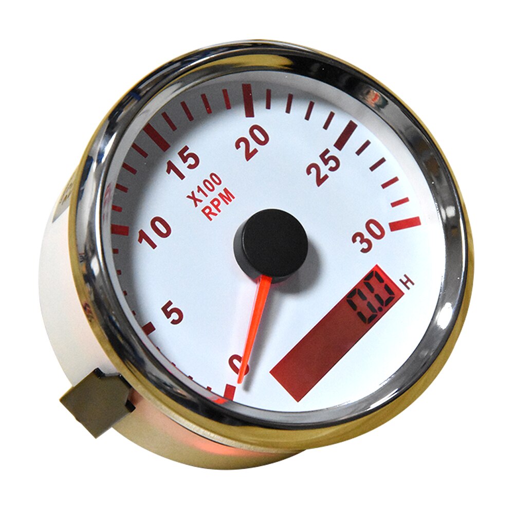 12V/24V Universal 85mm REV Counter with Hour meter Waterproof Tachometer 0-3000 RPM For Outboard Motor Boat Auto Gauge M16 M18
