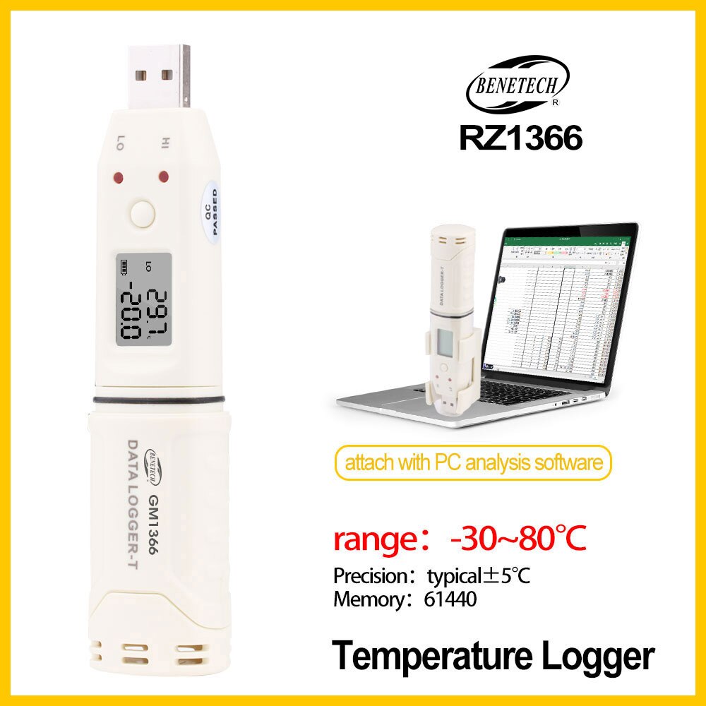 Mini Digital Data Logger Temperature Humidity Usb Logger Smart Sensor Thermometer Hygrometer-30~80C(-30~176F) GM1366-BENETECH
