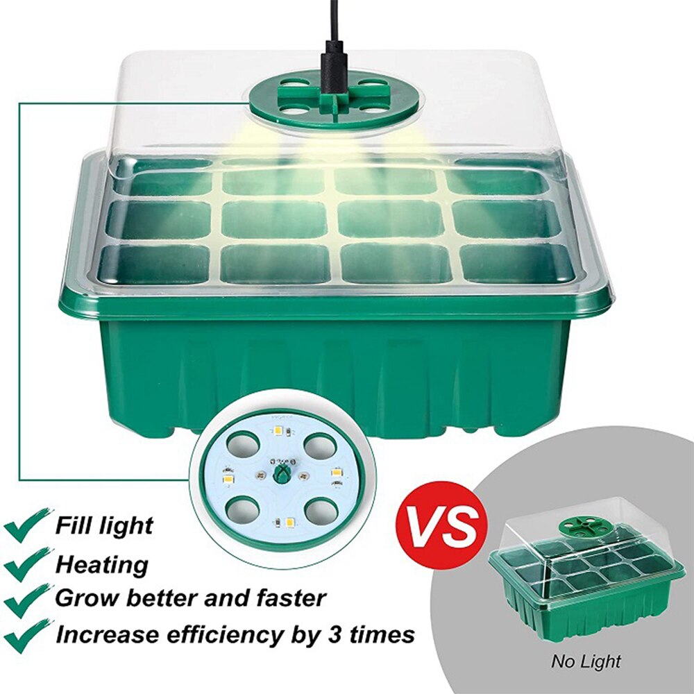 Seedling Tray Garden Jardinage Hydroponics Growing System Plant Nursery Thermostatic Pot With Rotating Vents And Grow Lights