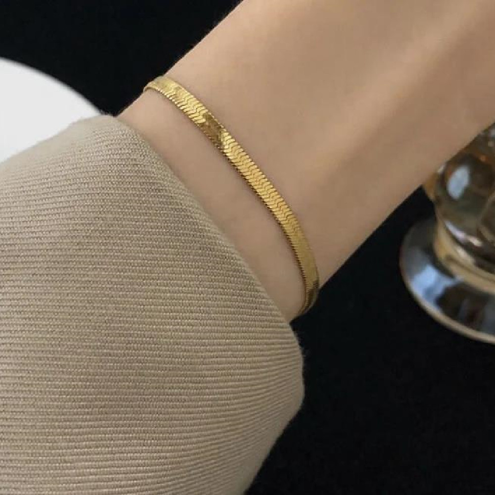 Cazador-pulsera de cadena de serpiente de acero inoxidable para mujer, pulseras minimalistas de amistad de Color dorado, joyería de , del día de la madre