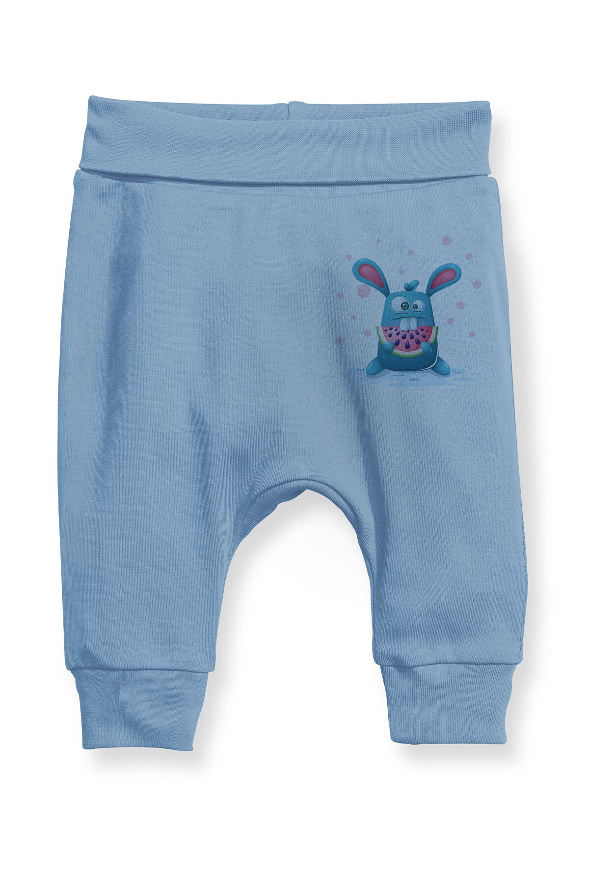 Angemiel Baby Wassermelone Liebevolle Offenes Kaninchen Baby Junge Pluderhosen Pantalon Blau