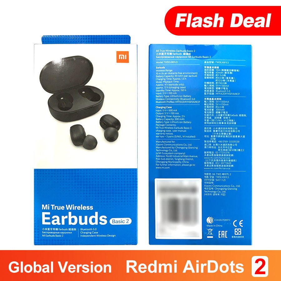 Original Xiaomi Redmi Airdots 2 TWS Bluetooth Earphone Stereo bass BT 5.0 Eeadphones AI Control With Mic Handsfree Earbuds: Flash deal