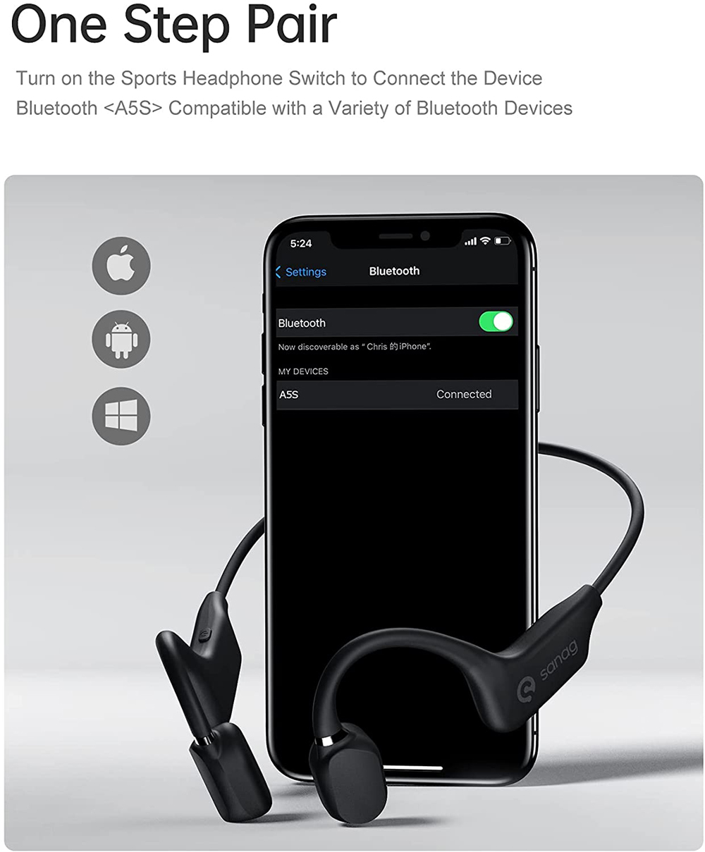 Bluetooth kuulokkeet avoimet korvat langattomat kuulokkeet urheilukuulokkeet mikrofonilla 8 tunnin musiikin tai puhelun hienkestävät kuulokkeet