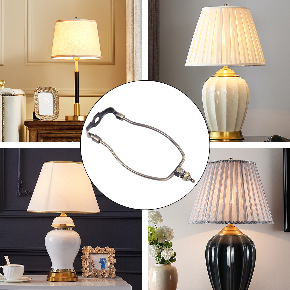 Supporto per arpa da 1 pezzo Staffa per paralume in metallo bronzo per lampade da tavolo e da terra Accessorio per lampada stabile e durevole