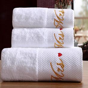 Juego de 3 uds de toallas de baño de algodón de lujo, juego de toallas de playa bordadas en color blanco, Toallas Hotel: lady