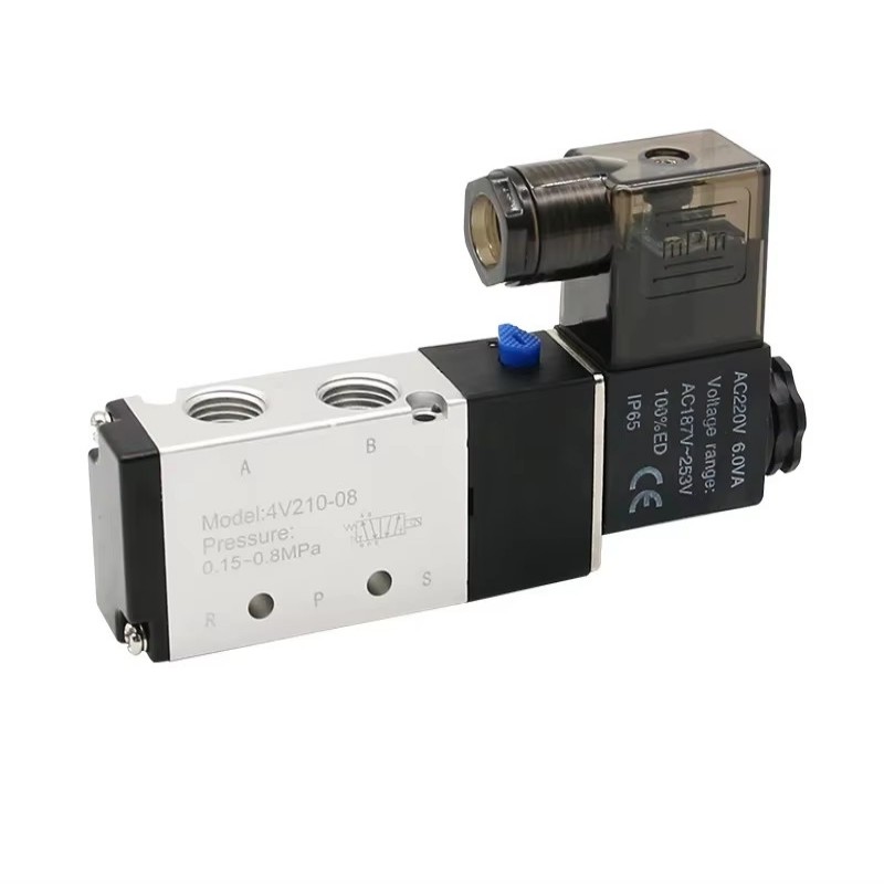 Pneumatisk elektrisk magnetventil , 5 -vejs , 2- positionsstyring, luftgas, magnetisk spole , 4 v 210-08, 12v, 24v, 220v: Gennemsigtig / 1-1/4 "