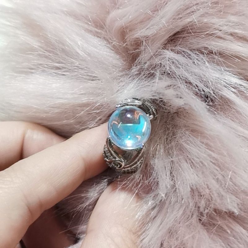 Anillos De Compromiso Vintage coloridos para mujer, sortija de corte Circular grande con alas de Ángel, piedra lunar, joyería para mujer