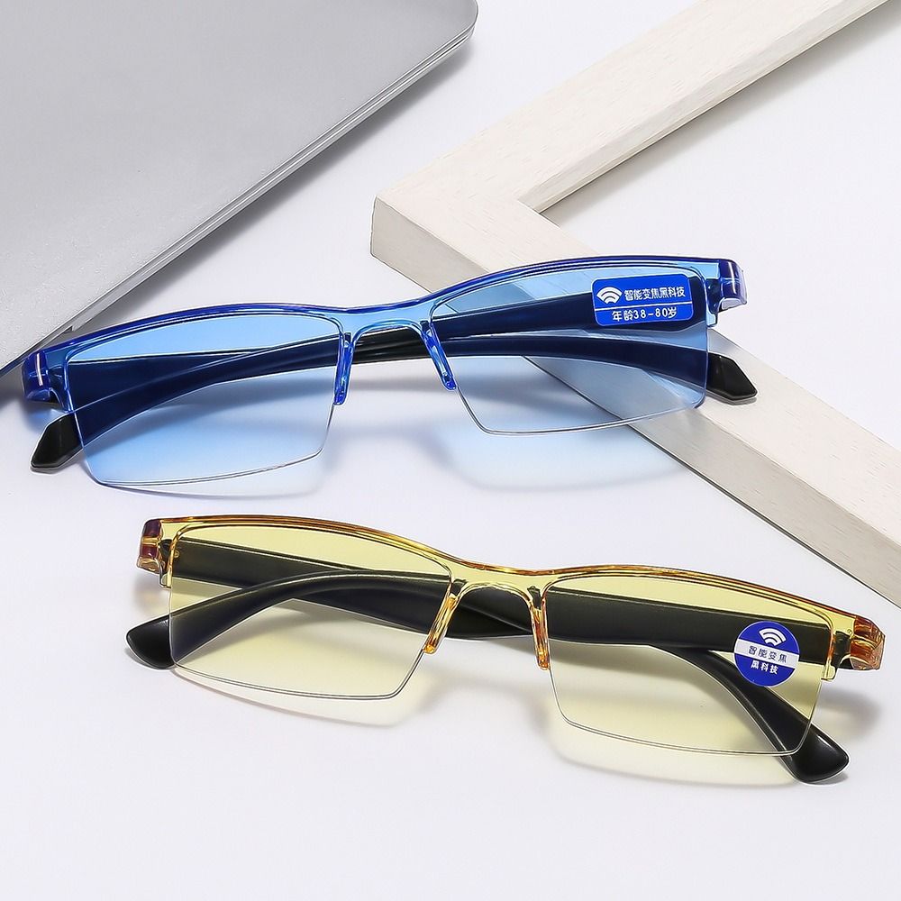 Gafas de lectura con Zoom automático para hombre y mujer, lentes de lectura inteligentes con Anti rayos azules, autoenfoque, potencia, Media llanta, para ordenador
