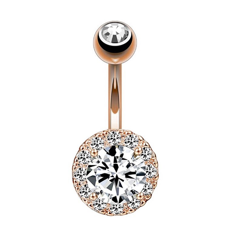 10 Stijlen Sexy Bungelende Navel Navel Ring Oreja 14G Dubbele Ronde Zirconia 316L Chirurgisch Staal Buik Piercing sieraden: 1691-REGD