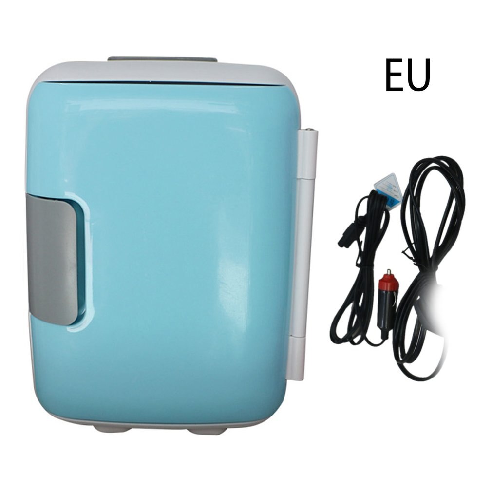 1Pcs Universal 4 Liter Portable Compact Personal Fridge Cools & Heats Fridge for Bedroom Office Car Dorm Four Seasons: blue EU