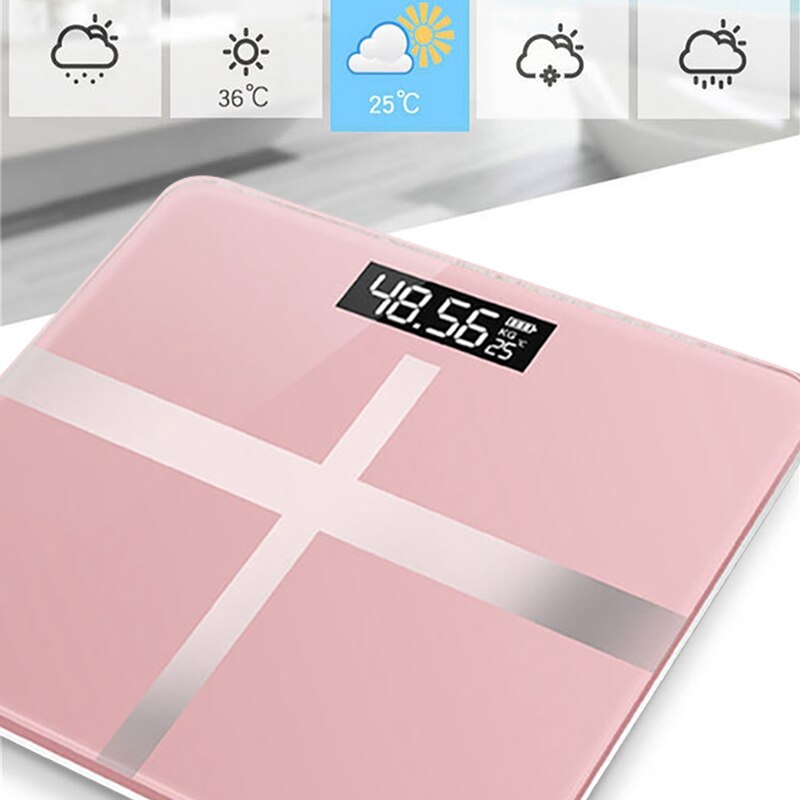 1Pcs Rechargeable Weighing Scale Male and Female Usable Digital Weight Scale LCD Display Glass Smart Electronic Scale
