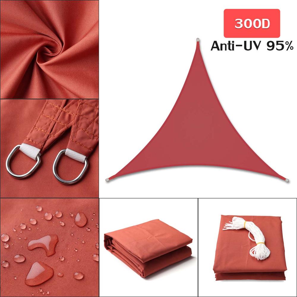 300D Waterproof 3x3x3m awning Regular Triangle Extra Heavy Shade Sail Sun Outdoor Sun Shelter for garden Camping tents: Rust Red 4x4x4m