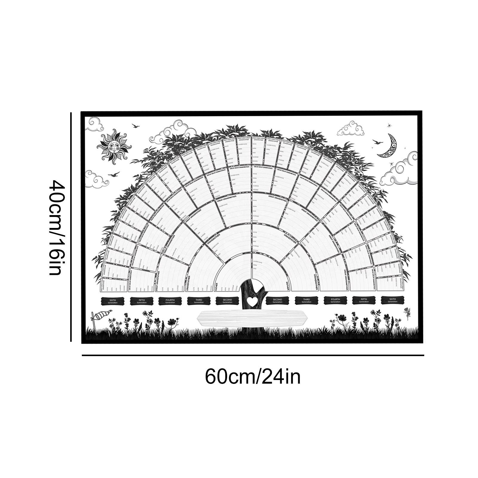 Mural de paisaje familiar para decoración de dormitorio, pintura en lienzo con arte contemporáneo impreso, 5 generaciones