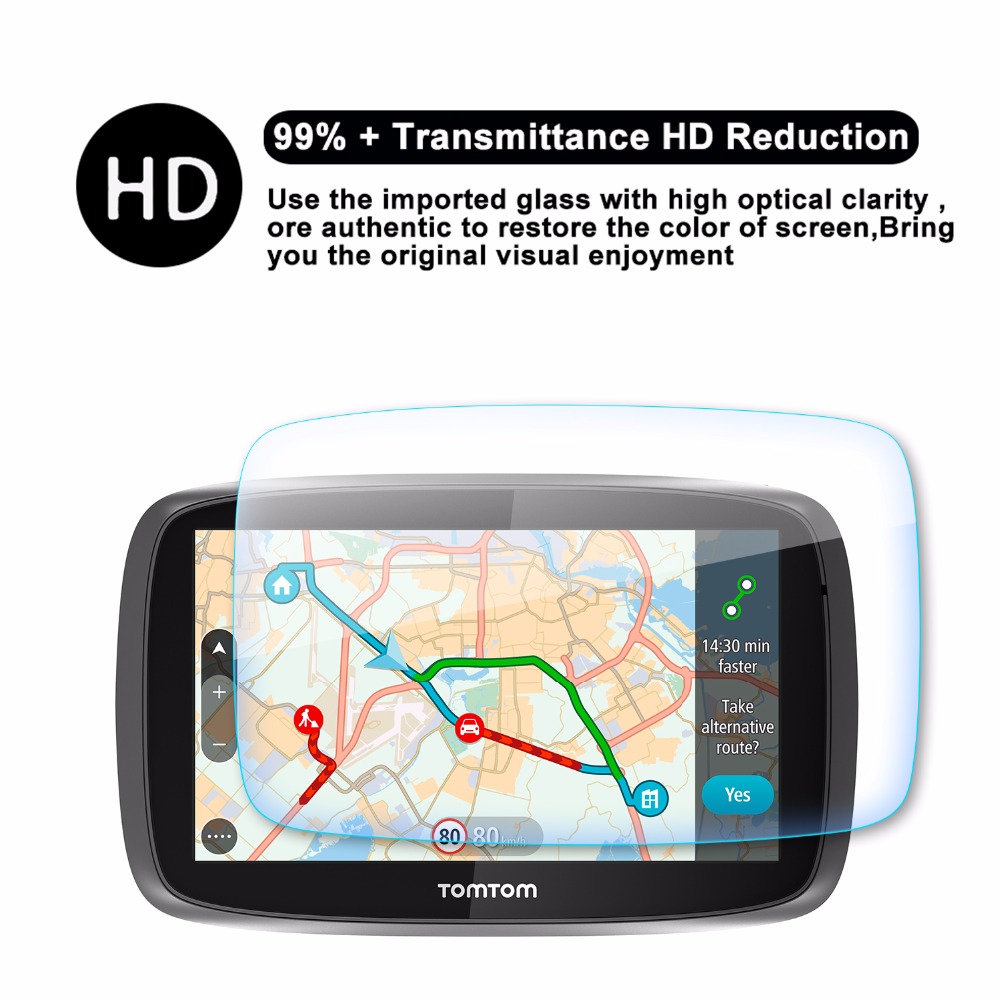 RUIYA screen protector for TomTom Go 600 610 6000 6100 circular 6inch gps navigation touch screen,9H tempered glass protector