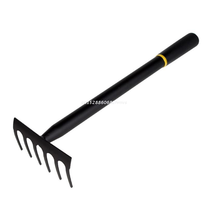 Kleine Rechen 6 Zinken dauerhaft Garten Hand Rechen Komfortable Griff Mangan Stahl