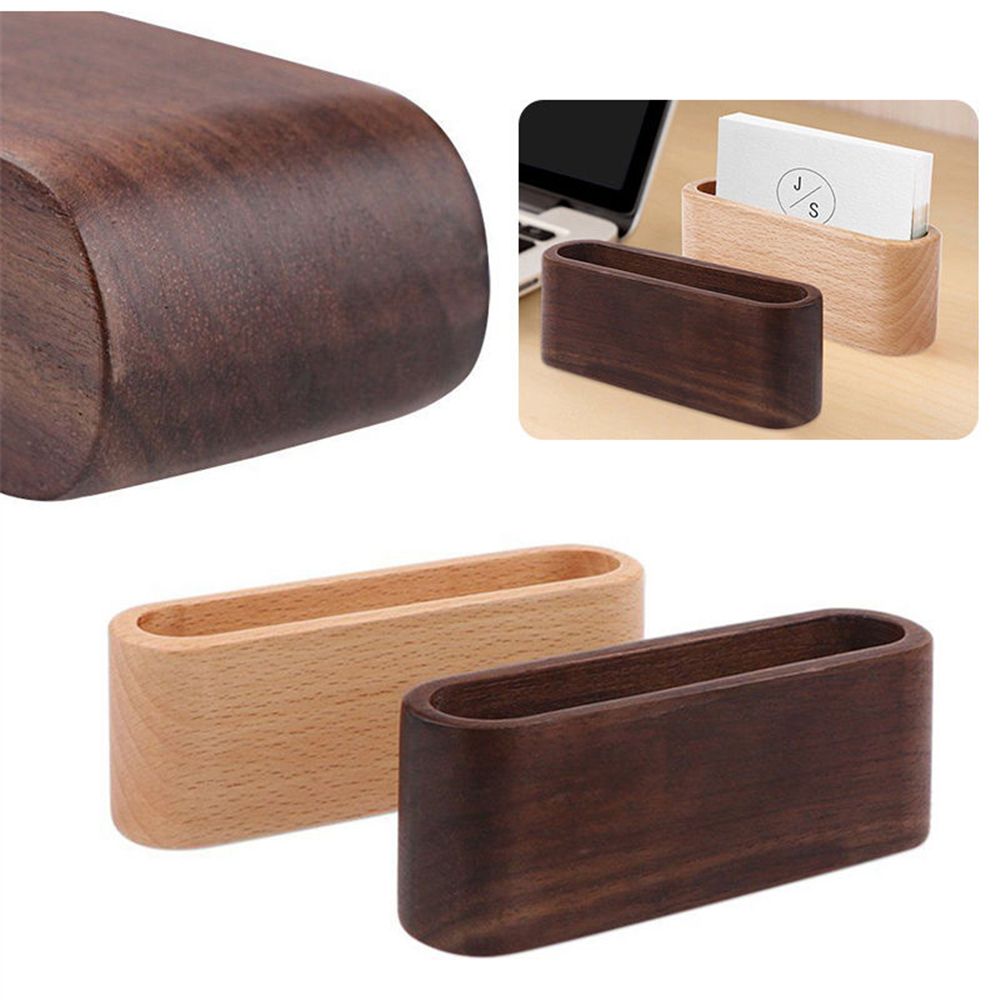 Wooden Desk Organizer Business Card Holder Display Device Card Stand Yellow