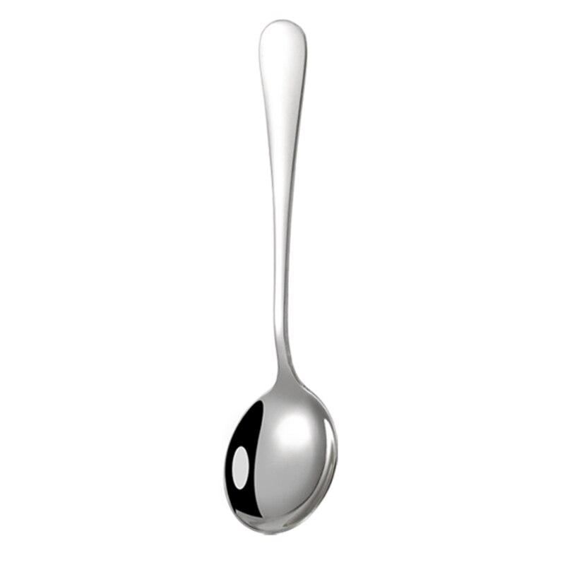 10 Colors 1pcs Coffee Spoons Stainless Steel Dessert Spoons Kitchen Utensils Round Spoons: Silver