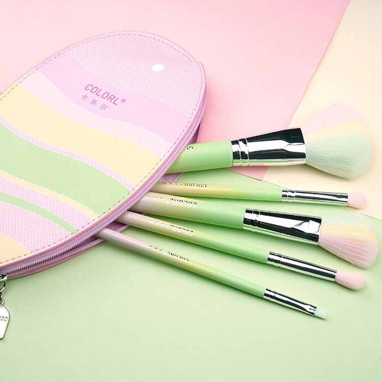Lavender pinceaux de maquillage Makeup Brushes Set Powder Eyeshadow Foundation Brush 10PCS Cosmetics Makeup Sets with Bag: light green 5pcs