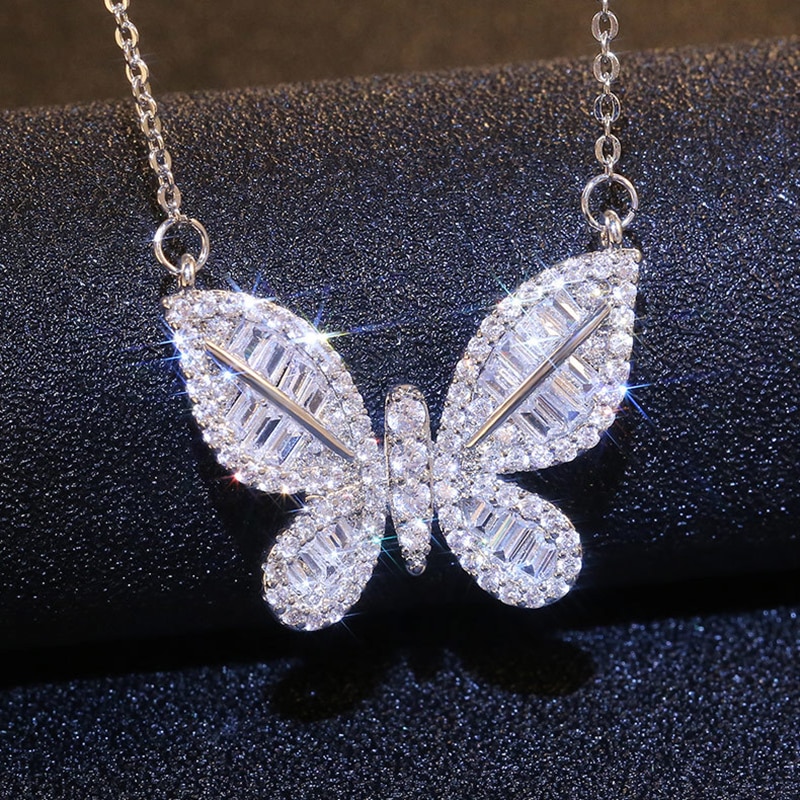 Ins luksus sommerfugl halskæde til kvinder romantisk bling cubic zircon krave delikat kolye smykker vedhæng