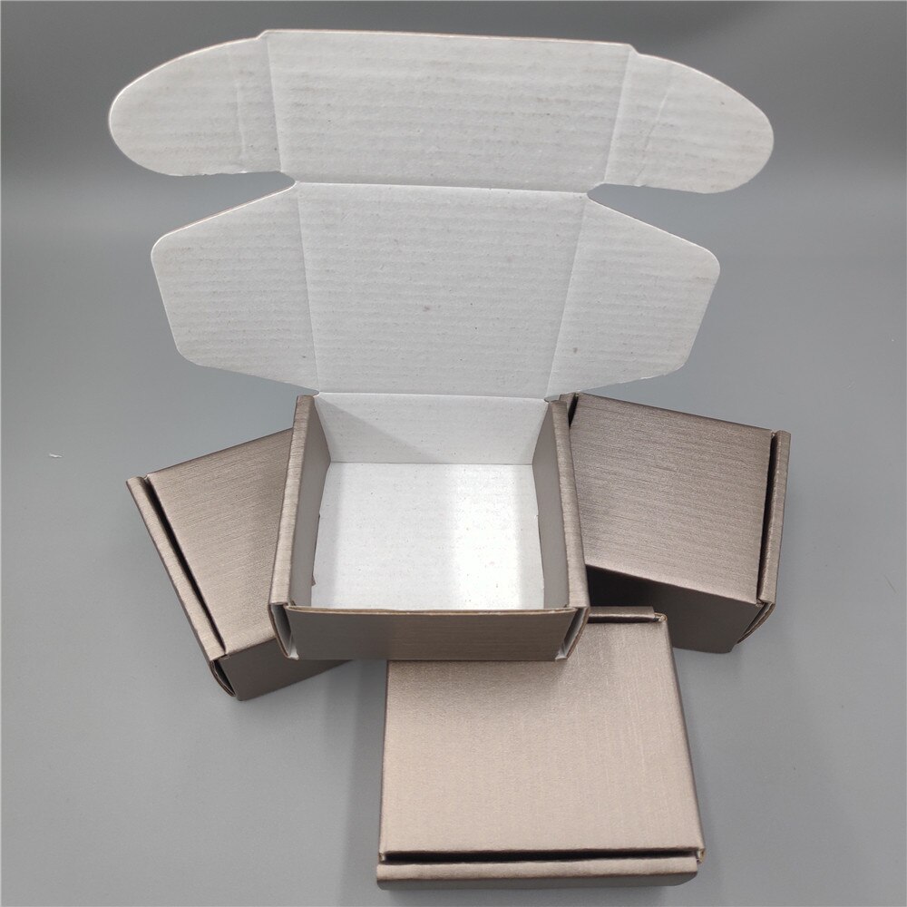 8*8*4cm 10pcs Metal brown corrugated paper boxes for mailing package square paper packaging boxes for postal