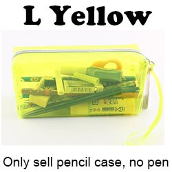 Estojo de plástico transparente para lápis, bolsa para lápis de escola e escritório para maquiagem de cosméticos: YELLOW
