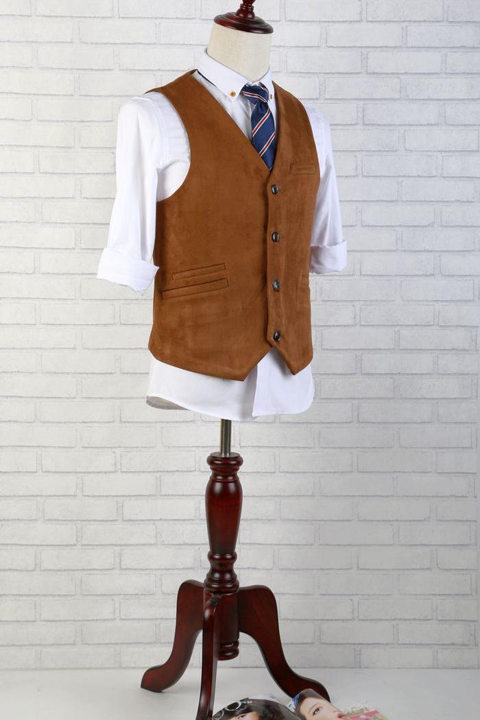 Eksklusiv forår, efterår og vinter ruskind kaffe mørkeblå vest herrevest veste i britisk stil tweed vest herre