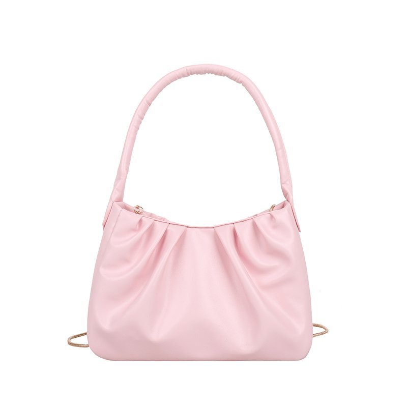 Torebka damska na ramię francuski styl miękka skóra mała torebka dla kobiet 2021 nowa torba z łańcuszkiem na ramię damska torebka sprzęgło torebka: różowy ramię torba