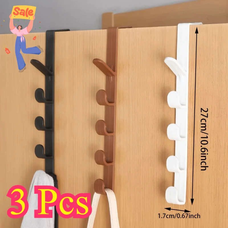 1/3 Uds perchas para ropa detrás de la puerta gancho para abrigos detrás de la puerta armario dormitorio gancho para puerta accesorios de baño