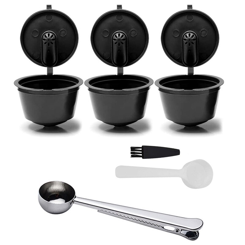 Refillable Coffee Capsule Machine for D0Lce Gusto with A Scoop, Brush and Spoon for Nescafe Machine Dolci: Black