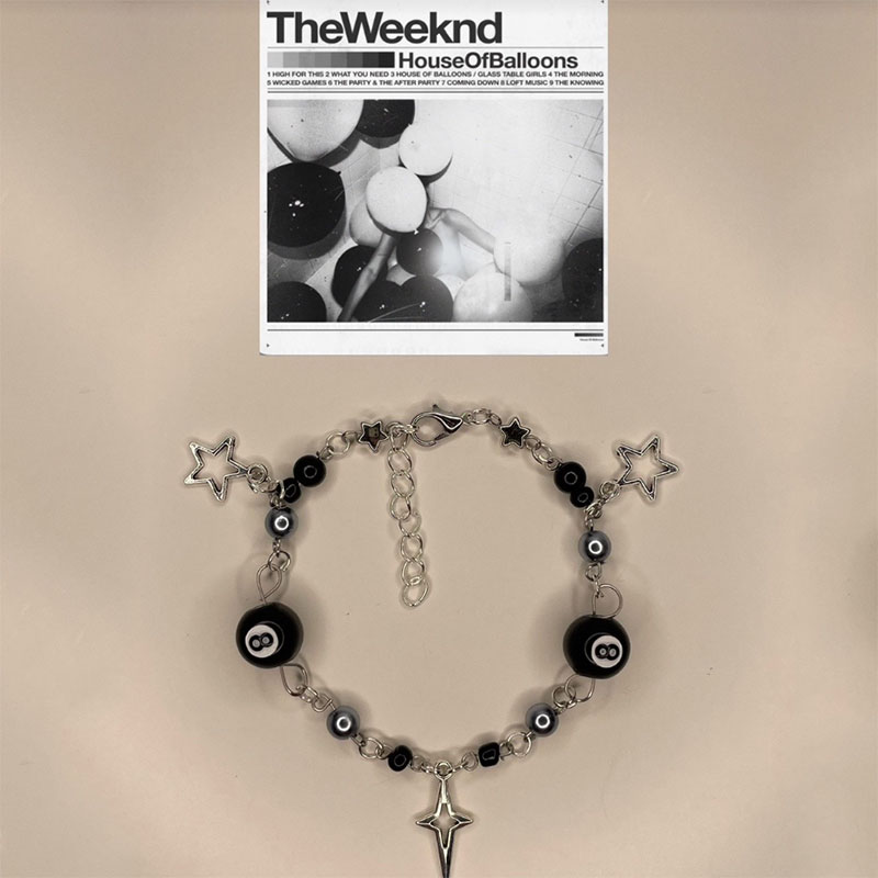 Handmade the weeknd bracelets No. 8 ball star beaded dice bracelet coquettish y2k gothic: Hot Stamping