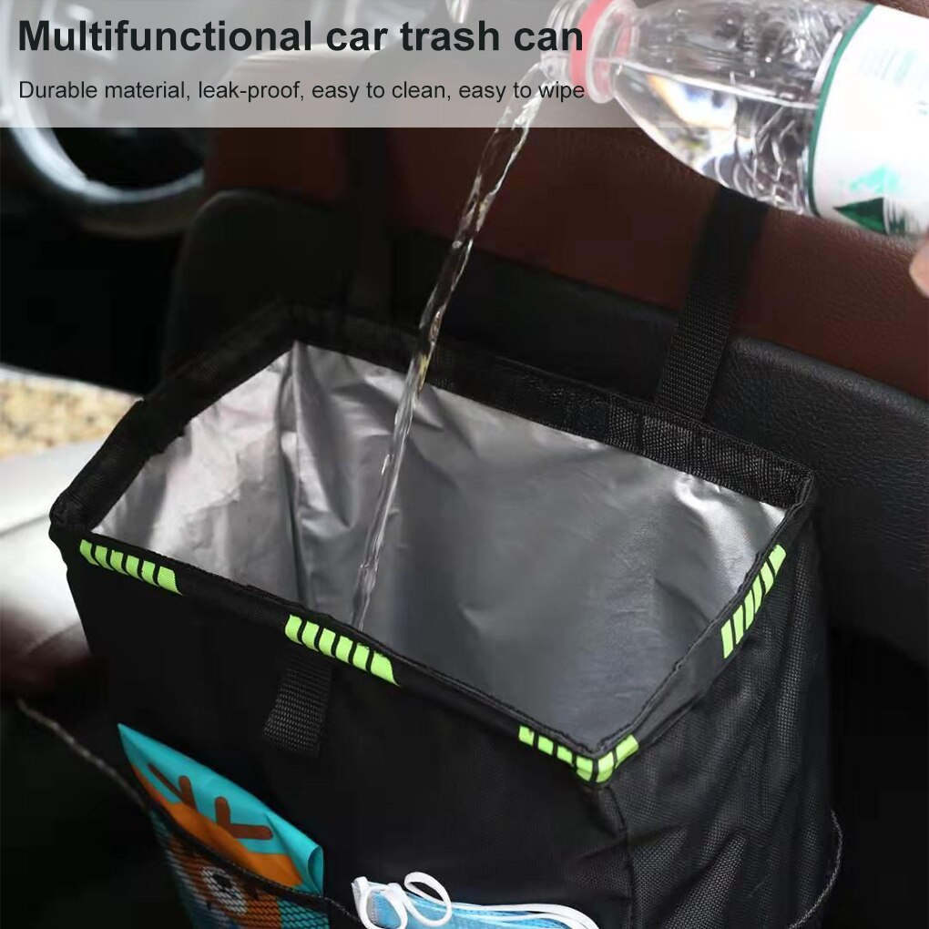 Oxford Cloth Car Trash Bag Rubbish Can Reusable Automotive Waste Stuff Bin Travel Organizer Automobile Accessories