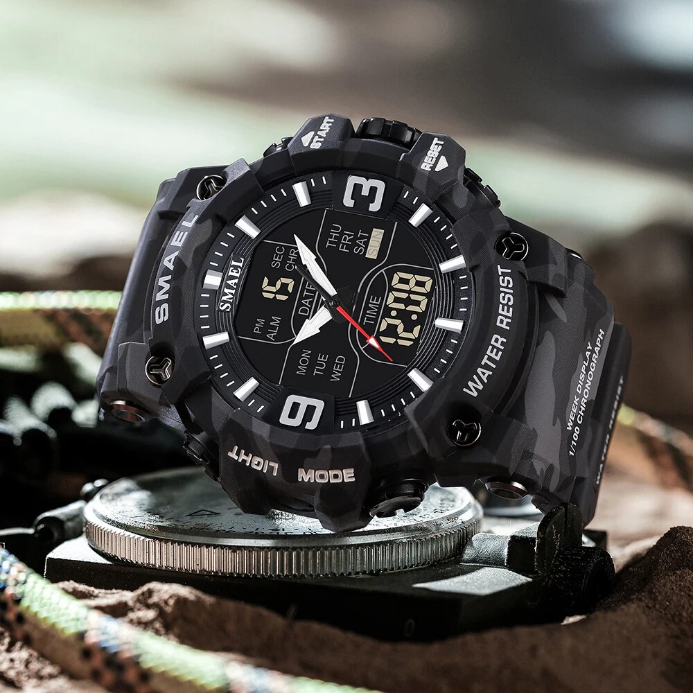 Smael Digitale Armbanduhr Herren Sport SMAEL Männer Military Uhr