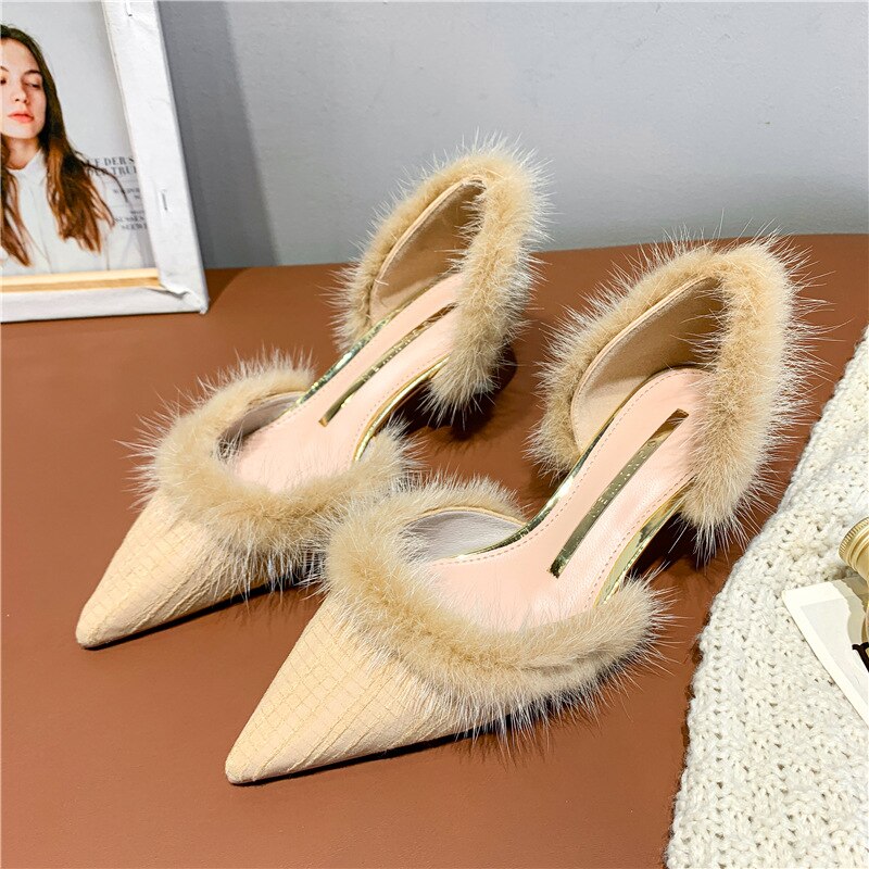 Woman Sandals Gladiator Fur Ladies Ankle Wrap Wedges Women Platform Shoes Female Lace Up Sandalias De Mujer: Apricot / 38