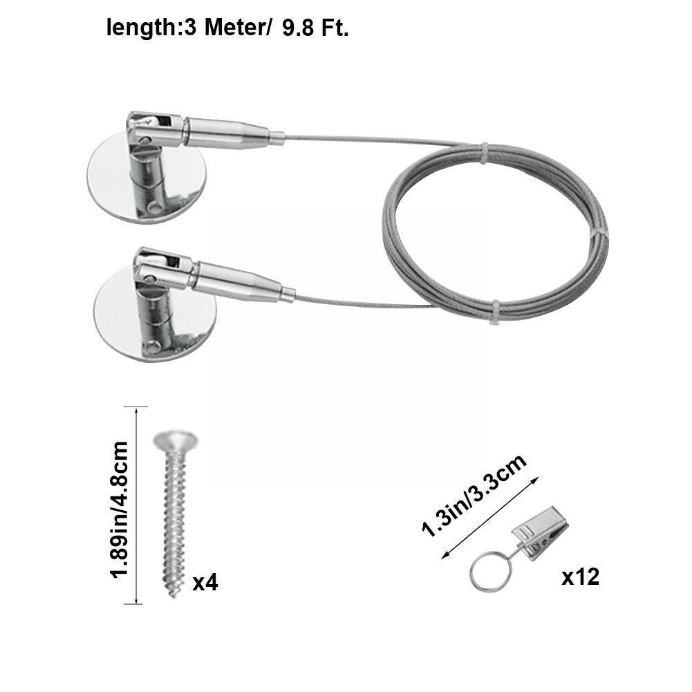 Steel Curtain Wire Curtain Wire Rod Set Wire Rope Cable Tensioner Decorative Accessories Hanging Curtains Clothes