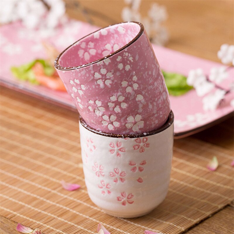 Estilo japonés Flor de cerámica tazas de té Vintage taza de té maestro taza de café taza de contenedor de recipientes para bebidas Kung Fu taza de agua Teaware