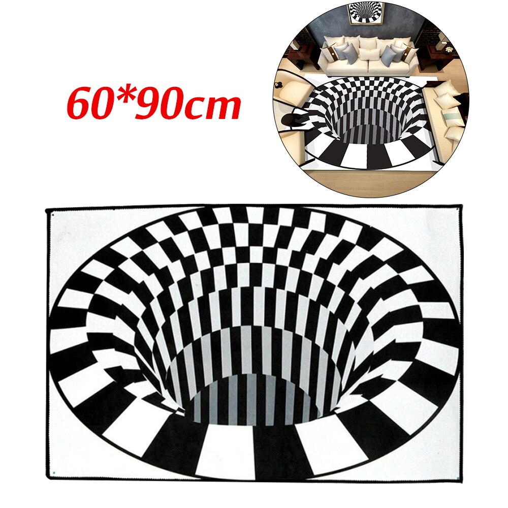 3D Strudel drucken Optische Illusion Bereichen Schwarz Und Weiß Teppich Teppich Boden Pad nicht-Unterhose Fußmatt Matten Für Hause wohnzimmer Schlafzimmer: A M