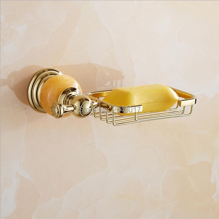 Hoogwaardige Jade Golden Zeephouder Muurbevestiging Badkamer Accessoires Douche Zeep Mand ZR2622