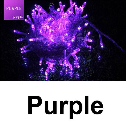 Flexible 220V 110V Waterproof LED Light String Garland for Party Wedding Christmas Decor 10M 100 LEDs Chain Fairy String Lights: Purple / 220V EU Plug