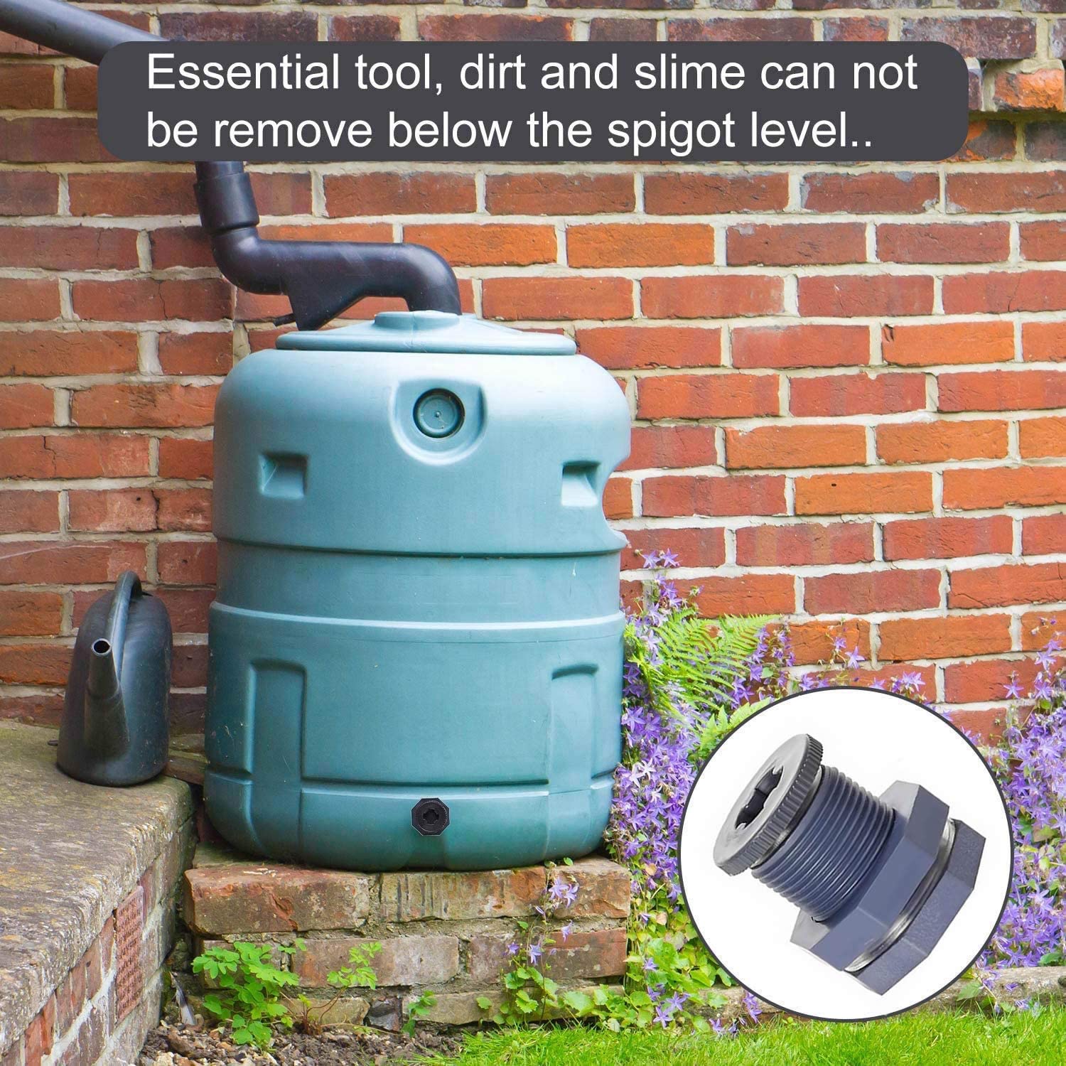 4 Pieces PVC Bulkhead Fitting with Plugs for Rain Barrels, Water Tanks, Pools (3/4 Inch+4 Mm Thick Silicon Seal Gaskett, Grey)